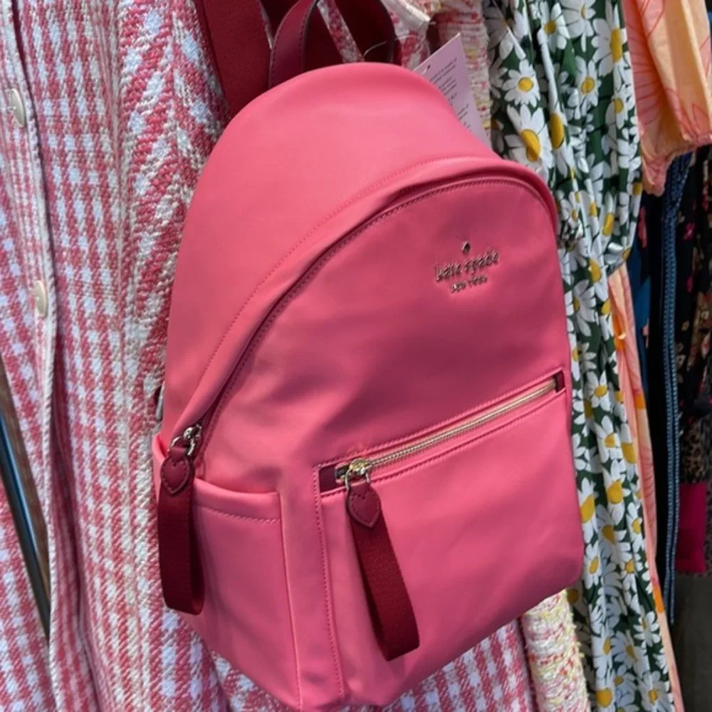 Kate Spade Chelsea Nylon Medium Backpack Deep Dahlia Pink_13